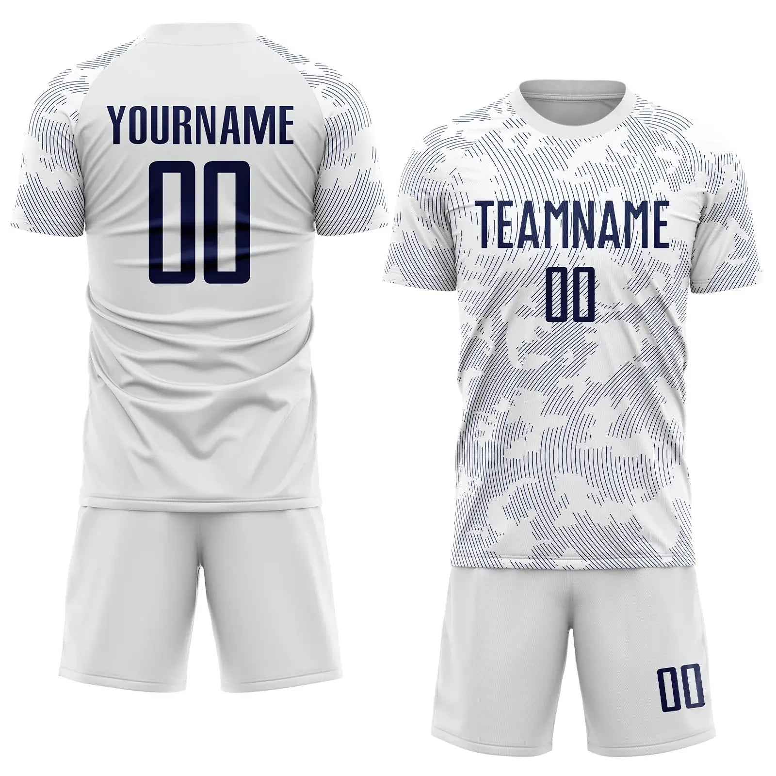 Custom Soccer Jersey, White Navy Sublimation Team Uniform Kit, Custom Name Number, Men Youth