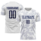 Custom Soccer Jersey, White Navy Sublimation Team Uniform Kit, Custom Name Number, Men Youth
