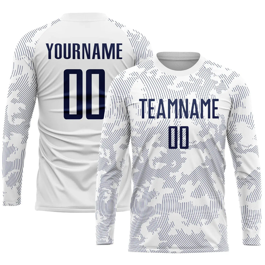 Custom Soccer Jersey, White Navy Sublimation Team Uniform Kit, Custom Name Number, Men Youth