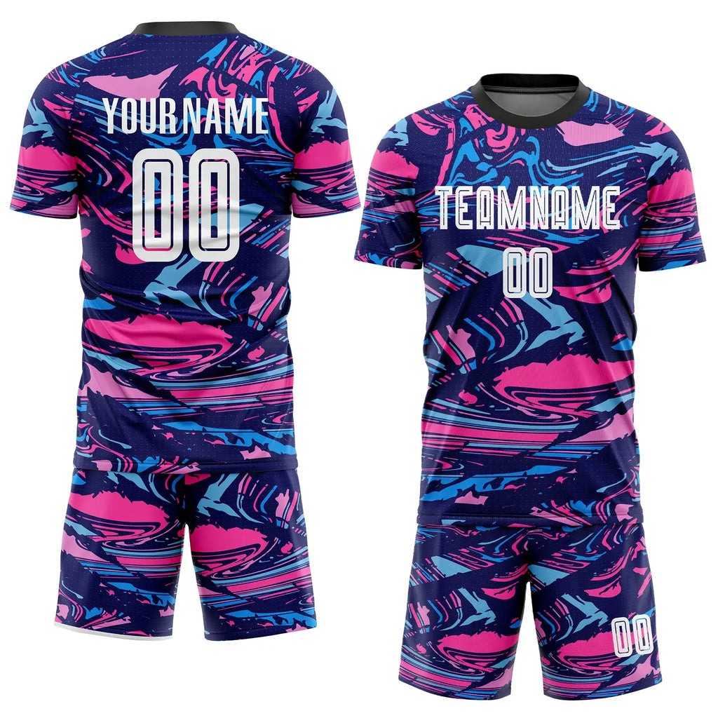 Custom Soccer Jersey White Pink Sublimation, Team Uniform Kit, Custom Name Number, Unisex Men Women Girls Youth