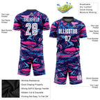 Custom Soccer Jersey White Pink Sublimation, Team Uniform Kit, Custom Name Number, Unisex Men Women Girls Youth