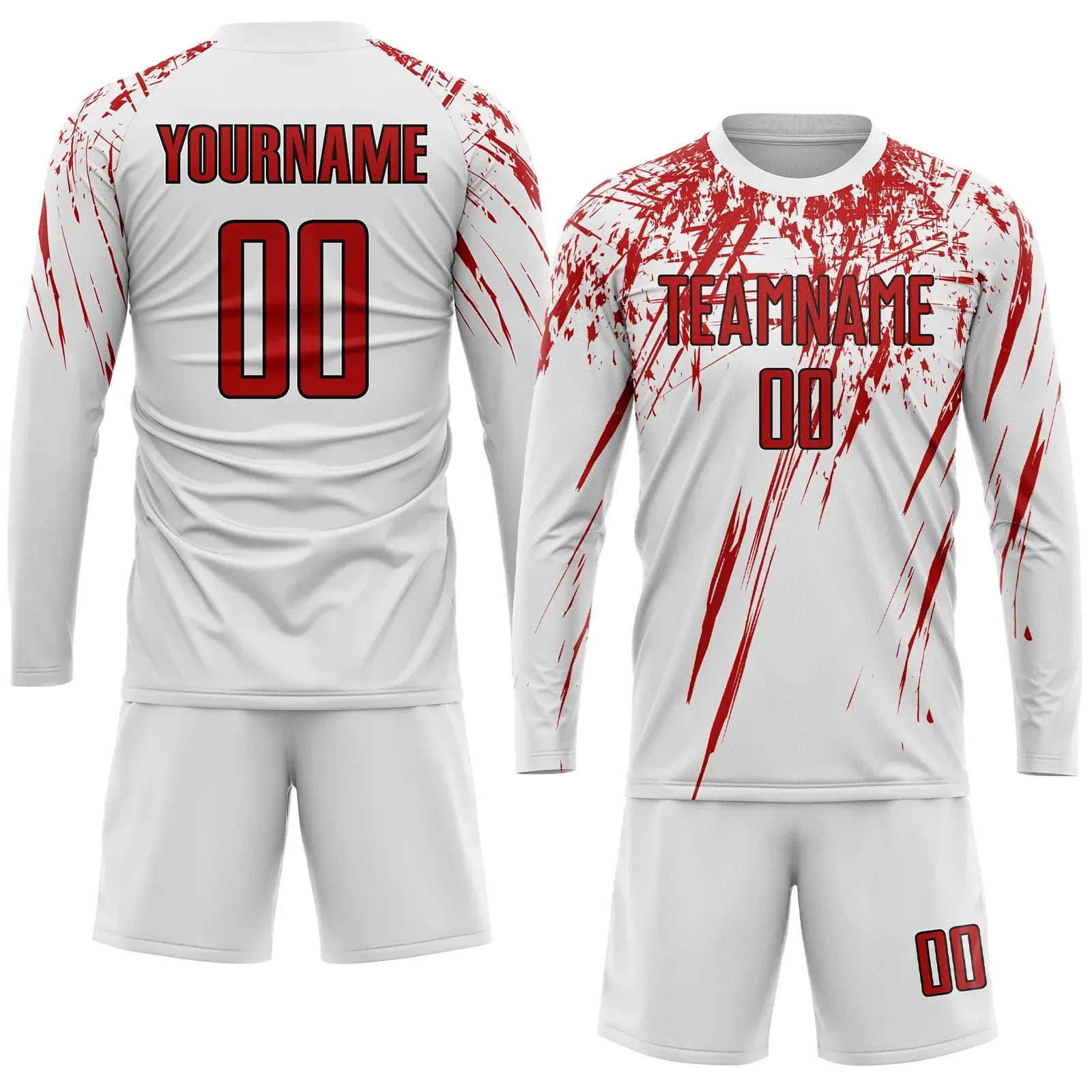 Custom Soccer Jersey White Red Black Sublimation, Team Uniform Kit, Custom Name Number, Unisex Men Women Youth