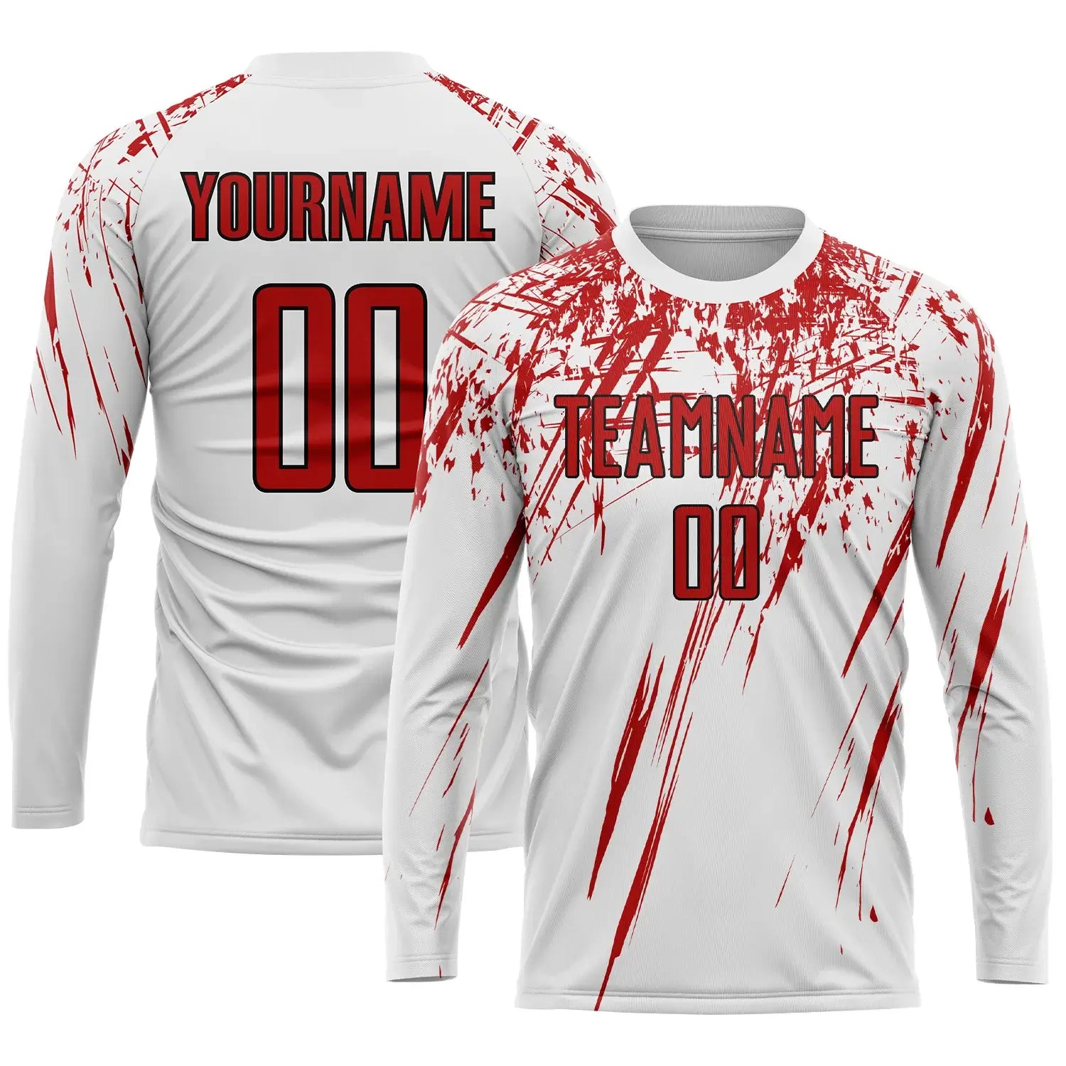 Custom Soccer Jersey White Red Black Sublimation, Team Uniform Kit, Custom Name Number, Unisex Men Women Youth