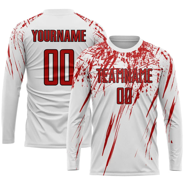 Custom Soccer Jersey White Red Black Sublimation, Team Uniform Kit, Custom Name Number, Unisex Men Women Youth