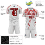 Custom Soccer Jersey White Red Black Sublimation, Team Uniform Kit, Custom Name Number, Unisex Men Women Youth