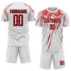 Custom Soccer Jersey White Red Black Sublimation, Team Uniform Kit, Custom Name Number, Unisex Men Women Youth